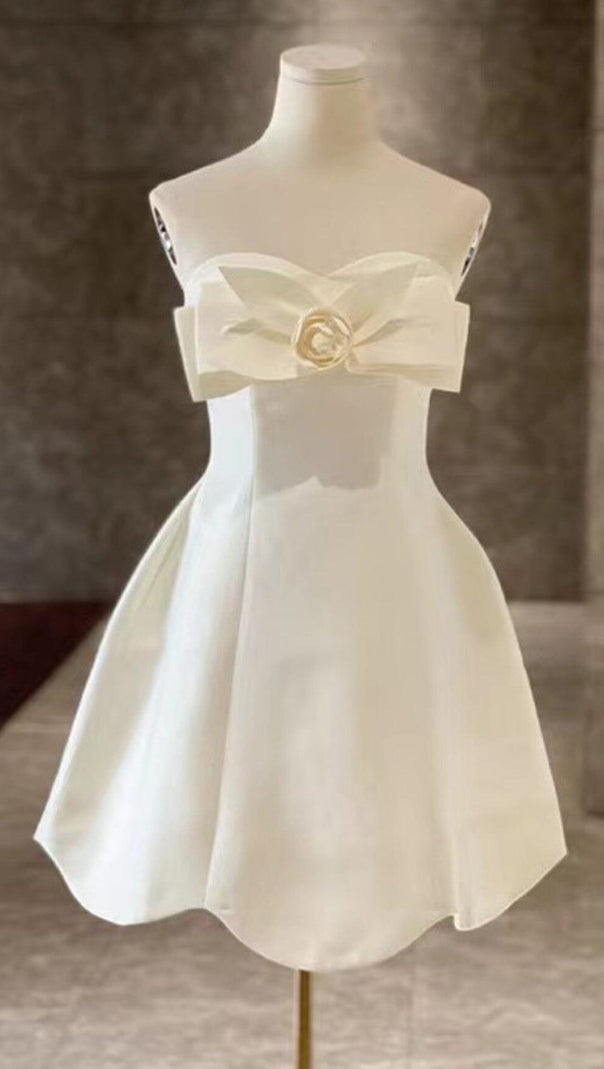 AIIZIE BOW DECORATIVE BANDEAU DRESS SET IN CHAMPAGNE - product image