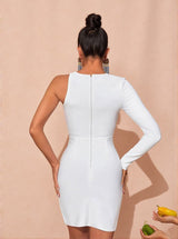 Lathan One Shoulder Bandage Dress In White