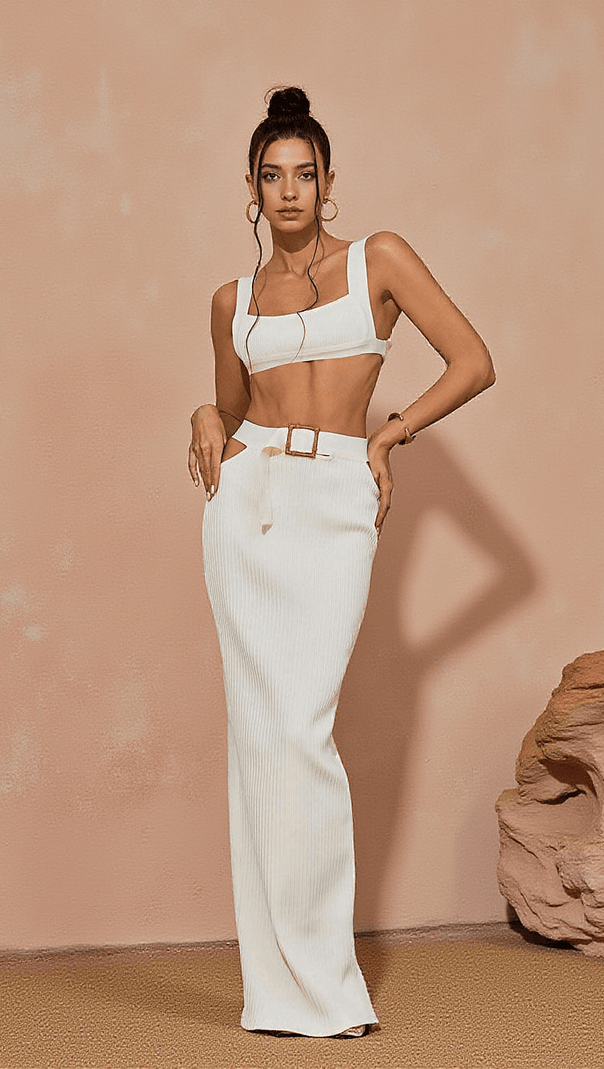 AIIZIE BEATRIX CUTOUT BELTED BANDAGE SET - product image