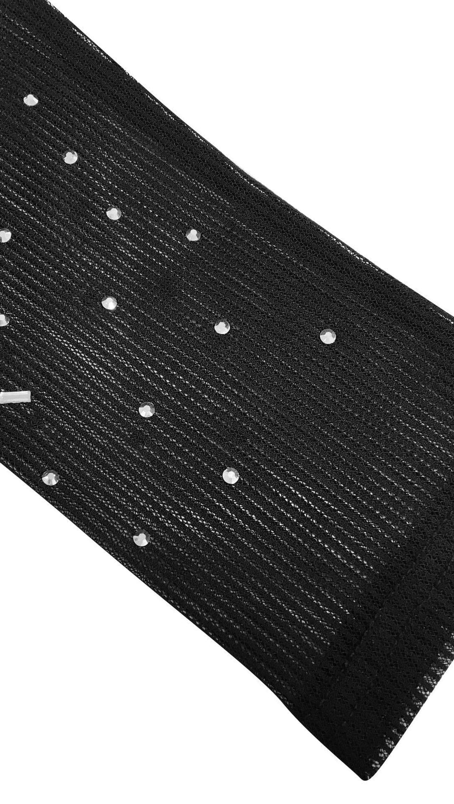 MESH DIAMOND DECORATIVE MAXI DRESS IN BLACK