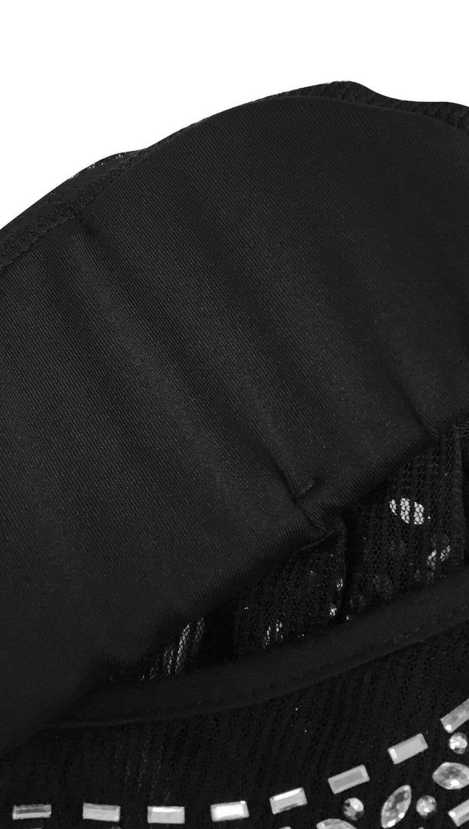 MESH DIAMOND DECORATIVE MAXI DRESS IN BLACK