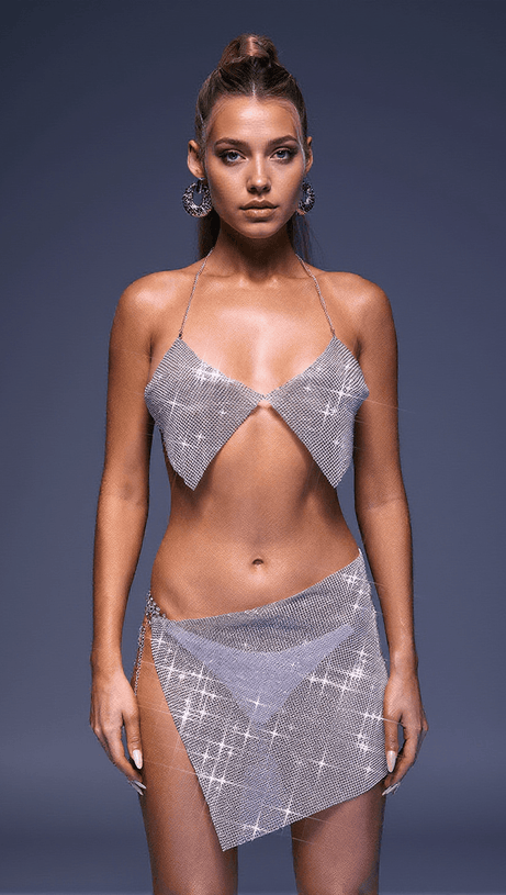 MARLOWE CHAINMAIL SKIRT IN SILVER