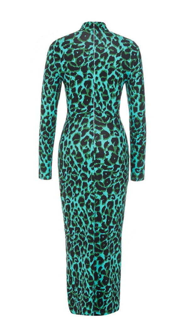AIIZIE LEOPARD PRINT HOLLOW OUT MIDI DRESS IN CAMOUFLAGE - product image