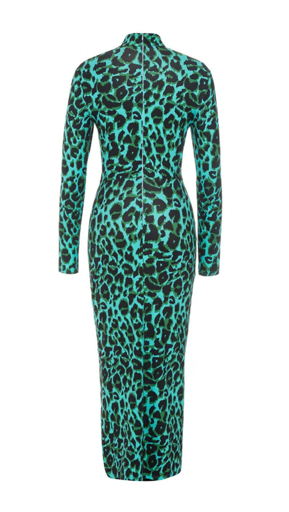 LEOPARD PRINT HOLLOW OUT MIDI DRESS IN CAMOUFLAGE