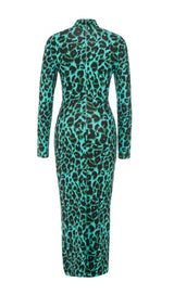 LEOPARD PRINT HOLLOW OUT MIDI DRESS IN CAMOUFLAGE