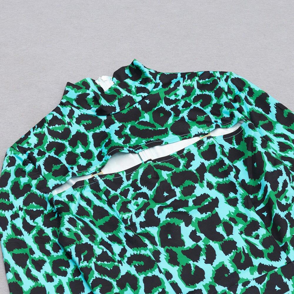 AIIZIE LEOPARD PRINT HOLLOW OUT MIDI DRESS IN CAMOUFLAGE - product image