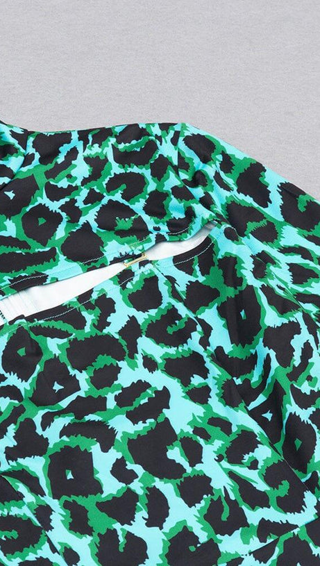 LEOPARD PRINT HOLLOW OUT MIDI DRESS IN CAMOUFLAGE