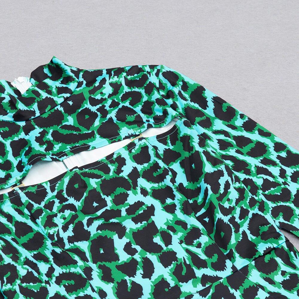 AIIZIE LEOPARD PRINT HOLLOW OUT MIDI DRESS IN CAMOUFLAGE - product image