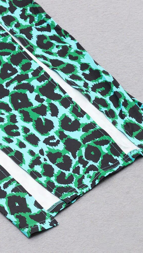 LEOPARD PRINT HOLLOW OUT MIDI DRESS IN CAMOUFLAGE