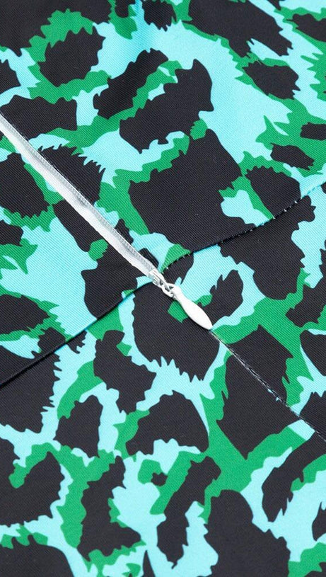 LEOPARD PRINT HOLLOW OUT MIDI DRESS IN CAMOUFLAGE