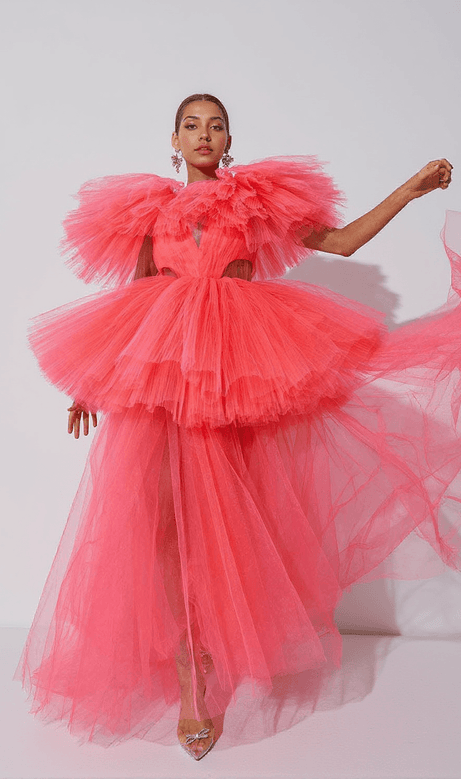 Bibi Plunge Cutout Tulle Dress