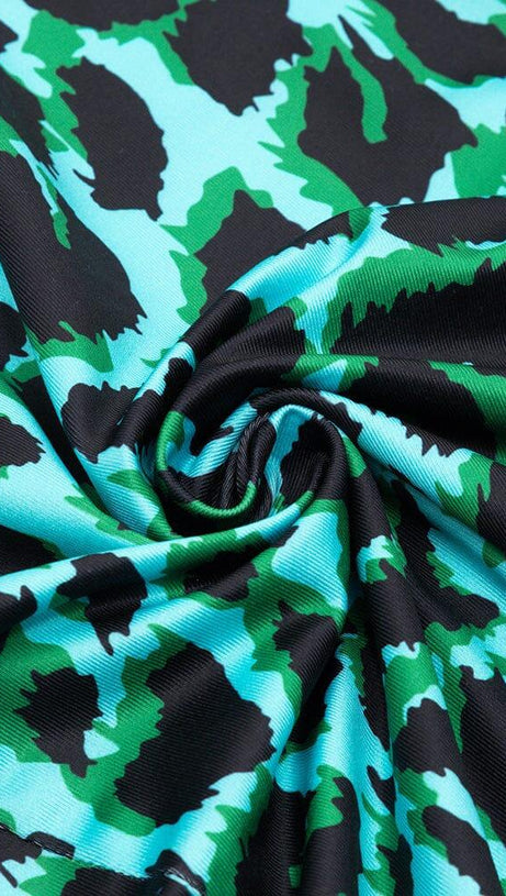 LEOPARD PRINT HOLLOW OUT MIDI DRESS IN CAMOUFLAGE