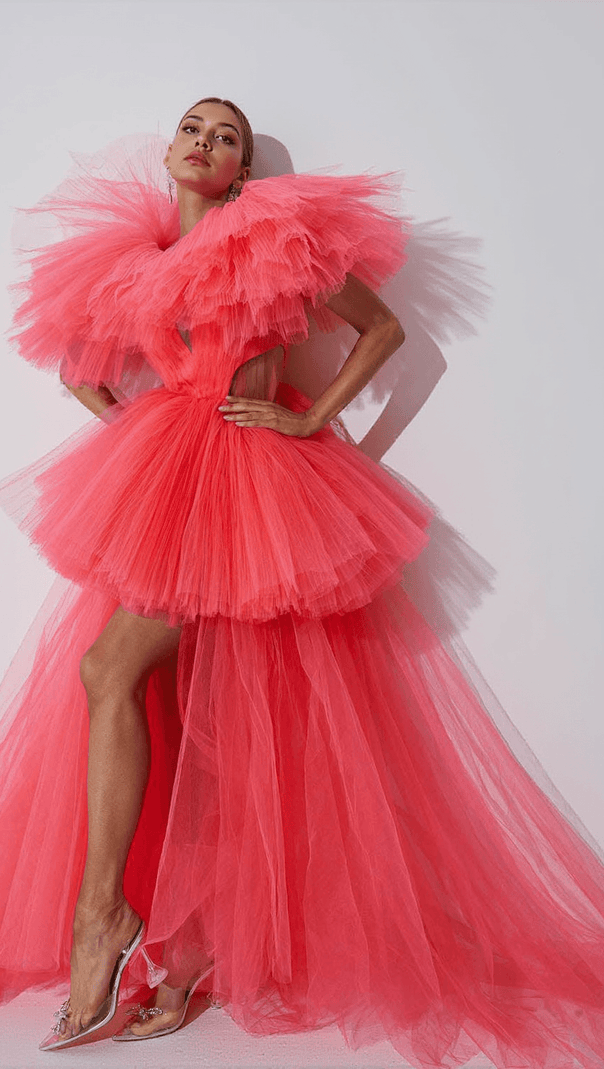 AIIZIE BIBI PLUNGE CUTOUT TULLE DRESS - product image