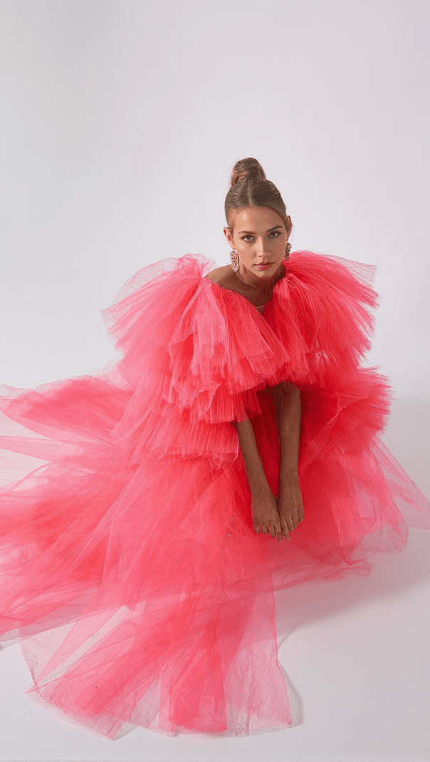 AIIZIE BIBI PLUNGE CUTOUT TULLE DRESS - product image