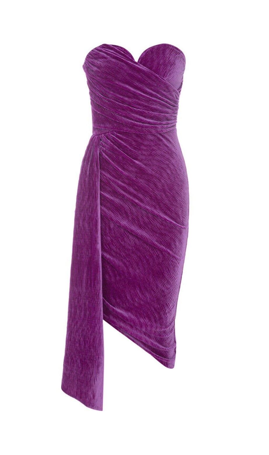 Schlichtes, sexy Midikleid aus Samt mit Wellenmuster in Lila
