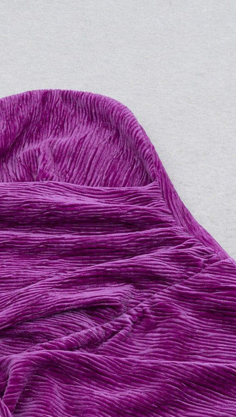VELVET RIPPLE SIMPLE SEXY MIDI DRESS IN PURPLE
