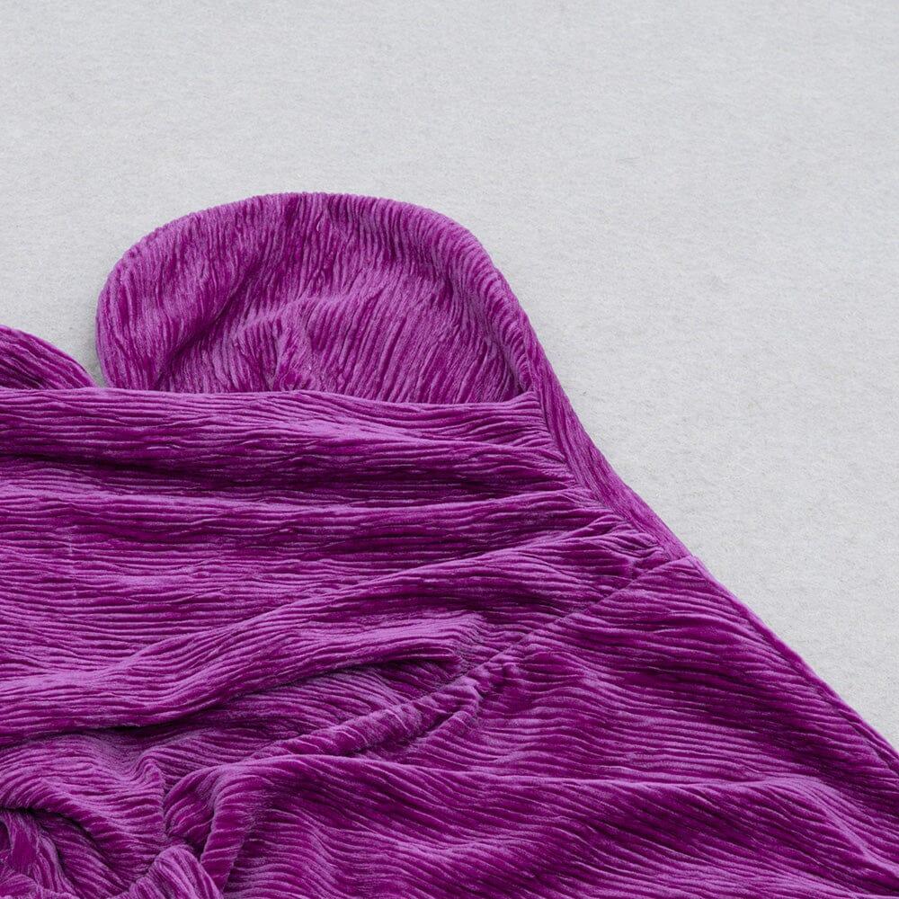AIIZIE VELVET RIPPLE SIMPLE SEXY MIDI DRESS IN PURPLE - product image