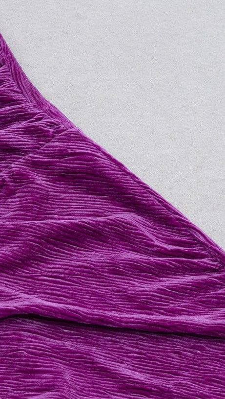 VELVET RIPPLE SIMPLE SEXY MIDI DRESS IN PURPLE