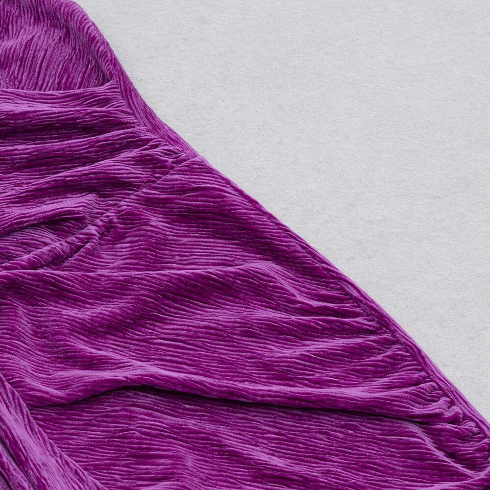 AIIZIE VELVET RIPPLE SIMPLE SEXY MIDI DRESS IN PURPLE - product image