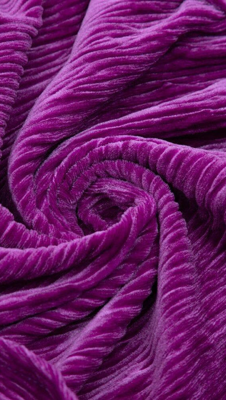 VELVET RIPPLE SIMPLE SEXY MIDI DRESS IN PURPLE