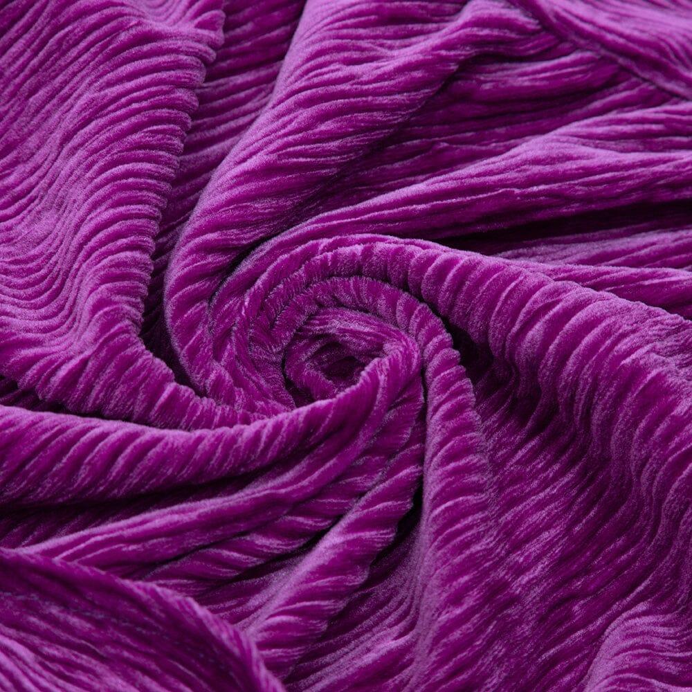 AIIZIE VELVET RIPPLE SIMPLE SEXY MIDI DRESS IN PURPLE - product image