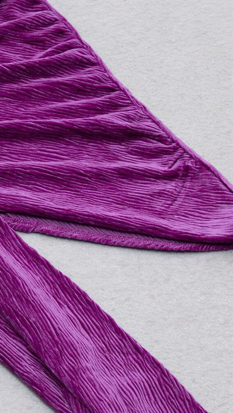 VELVET RIPPLE SIMPLE SEXY MIDI DRESS IN PURPLE