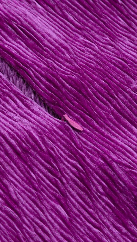 VELVET RIPPLE SIMPLE SEXY MIDI DRESS IN PURPLE