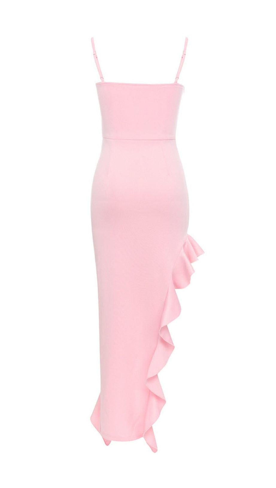 PINK SUSPENDER LACE RUFFLE DRESS