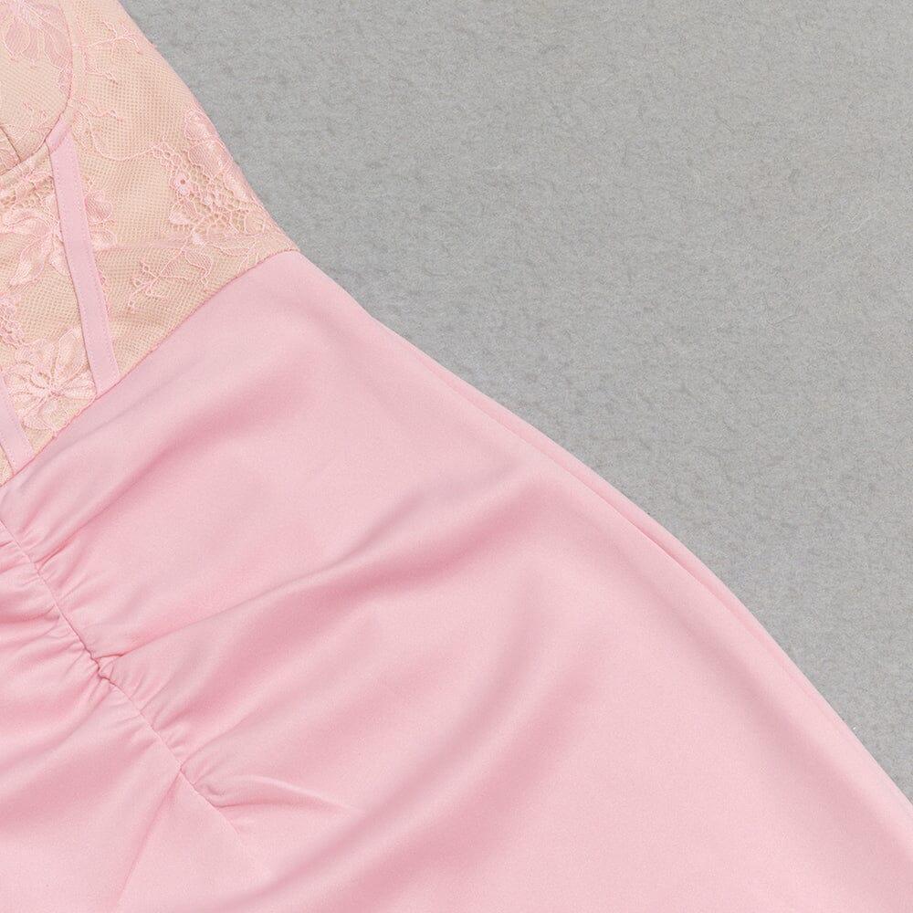 AIIZIE PINK SUSPENDER LACE RUFFLE DRESS - product image