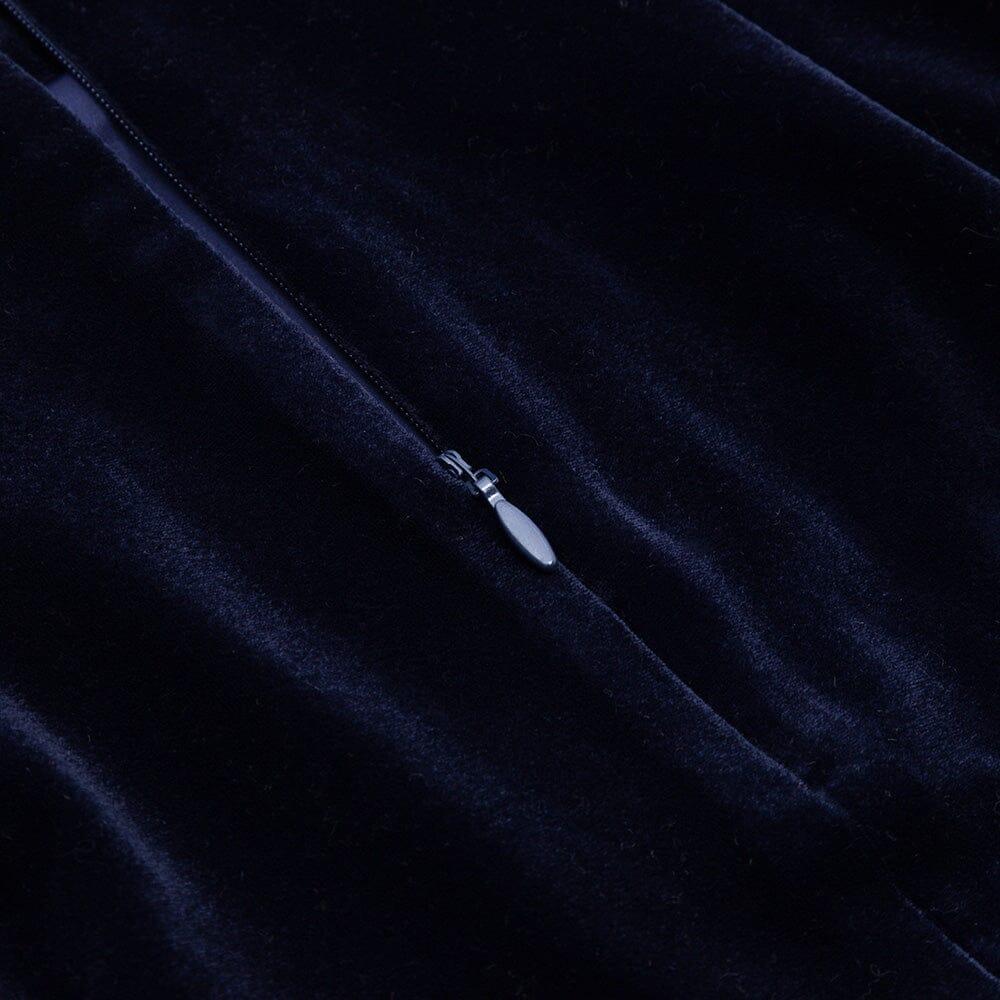 COMPLETO DUE PEZZI SEXY CON FIBBIA IN METALLO E VELLUTO, COLOR BLU MARINO