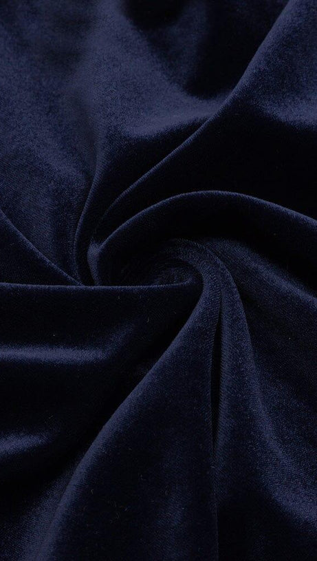 VELVET METAL BUCKLE SEXY TWO PIECES SUIT IN NAVY