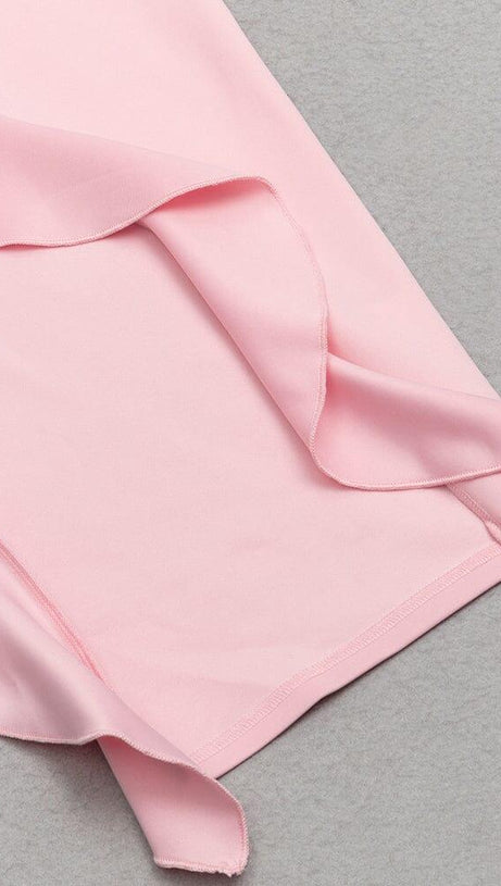 PINK SUSPENDER LACE RUFFLE DRESS