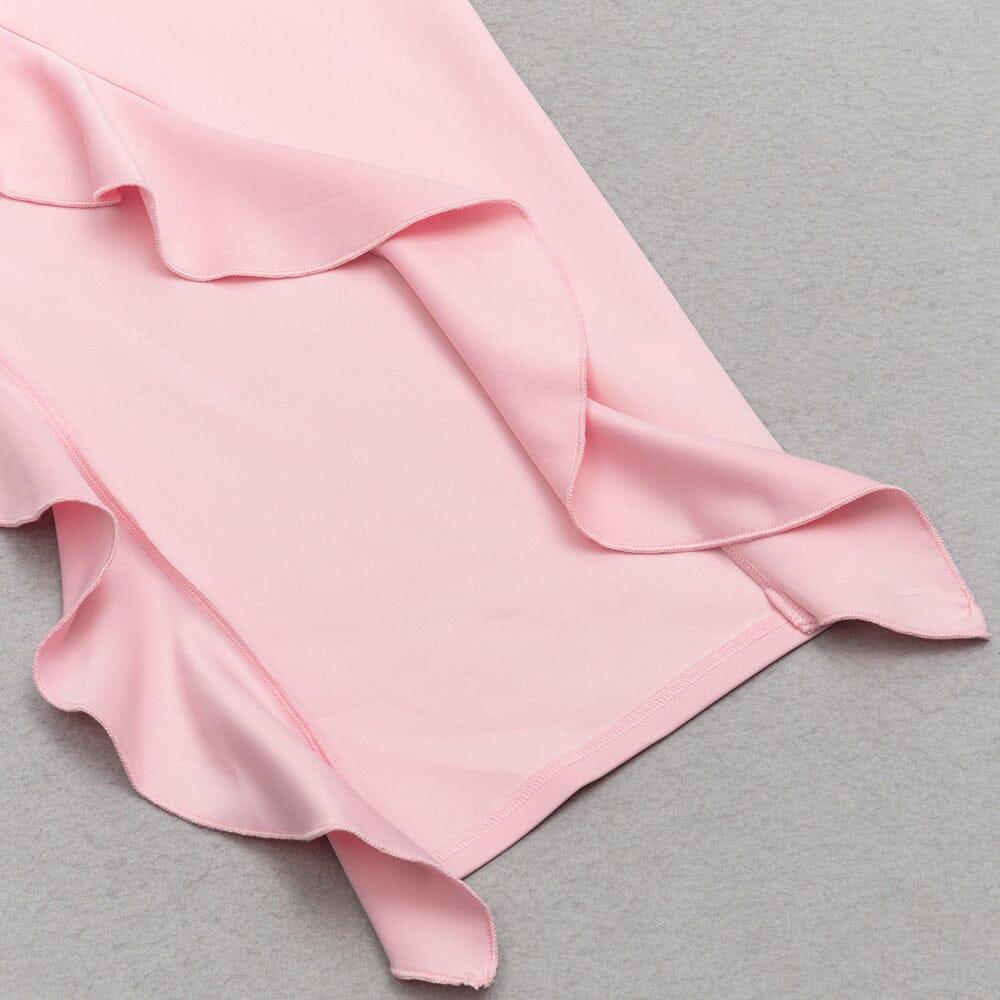 AIIZIE PINK SUSPENDER LACE RUFFLE DRESS - product image