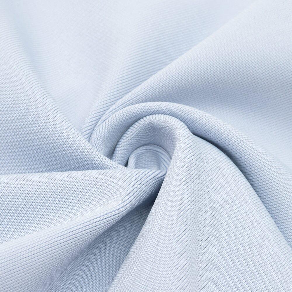 Bandage Puff Sleeve Pearl Button Elegant Mini Dress in Light Blue