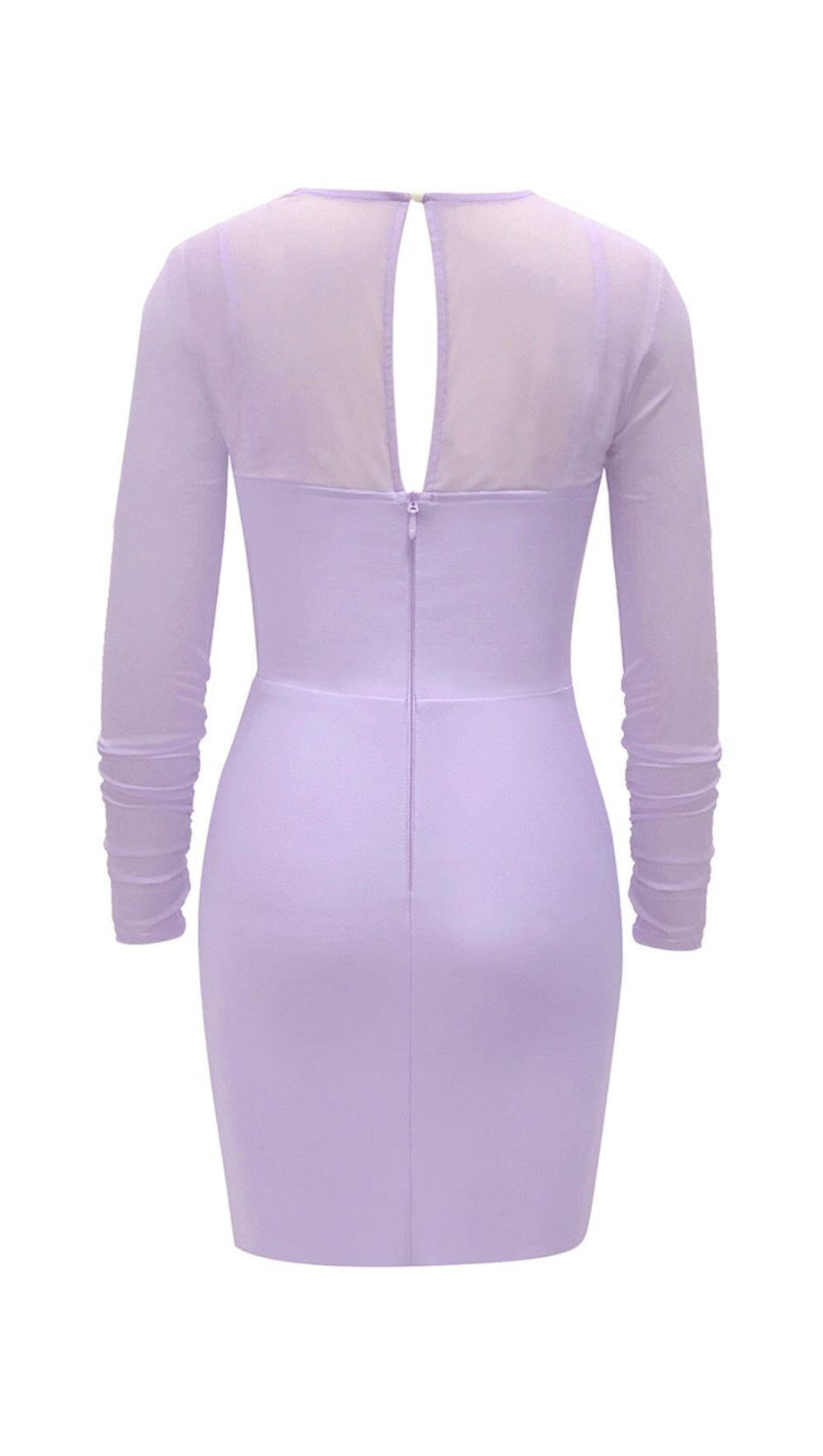 BANDAGE MESH HOLLOW MINI DRESS IN MAUVE
