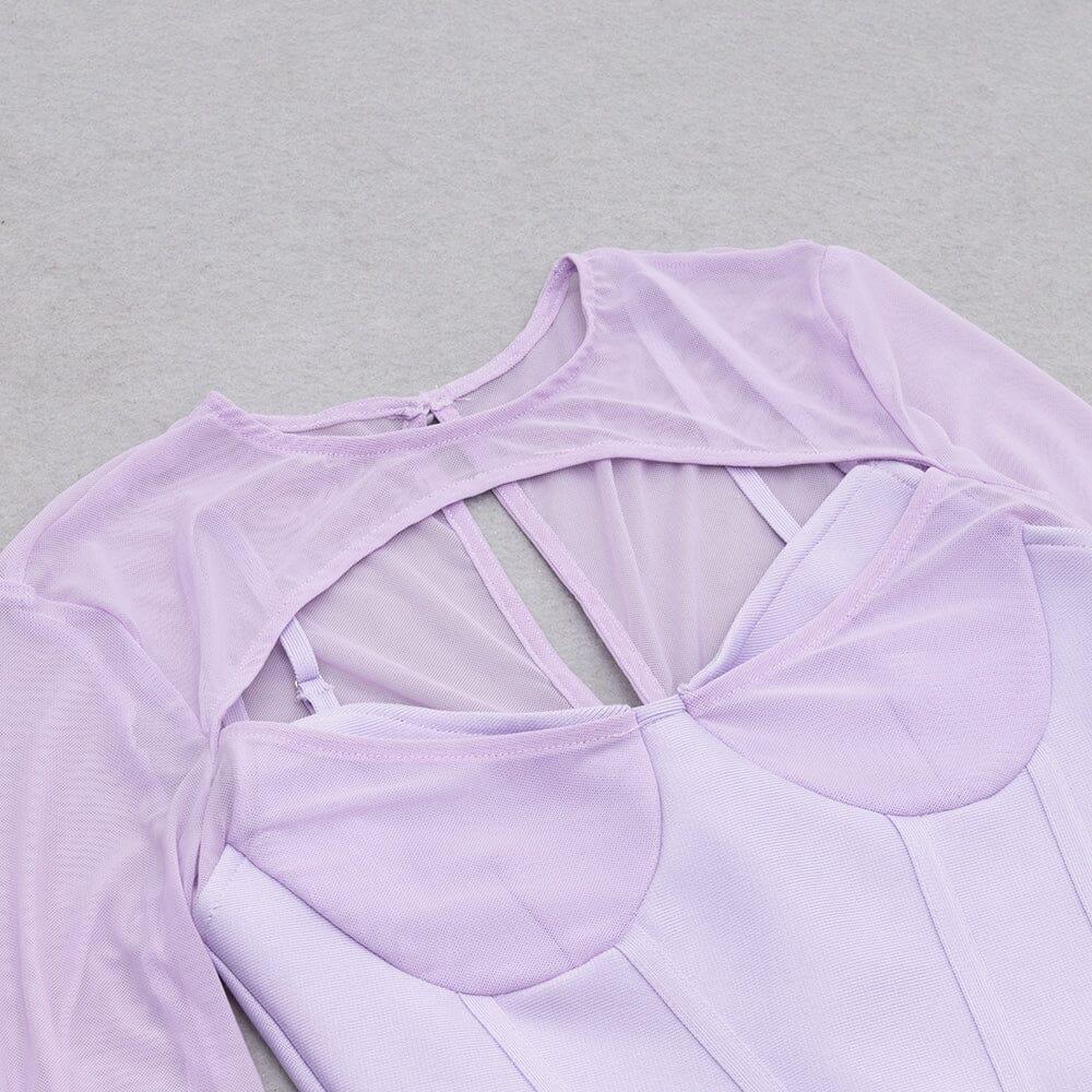 AIIZIE BANDAGE MESH HOLLOW MINI DRESS IN MAUVE - product image
