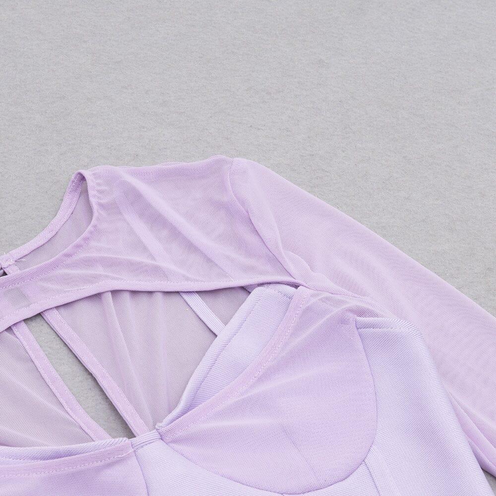 AIIZIE BANDAGE MESH HOLLOW MINI DRESS IN MAUVE - product image