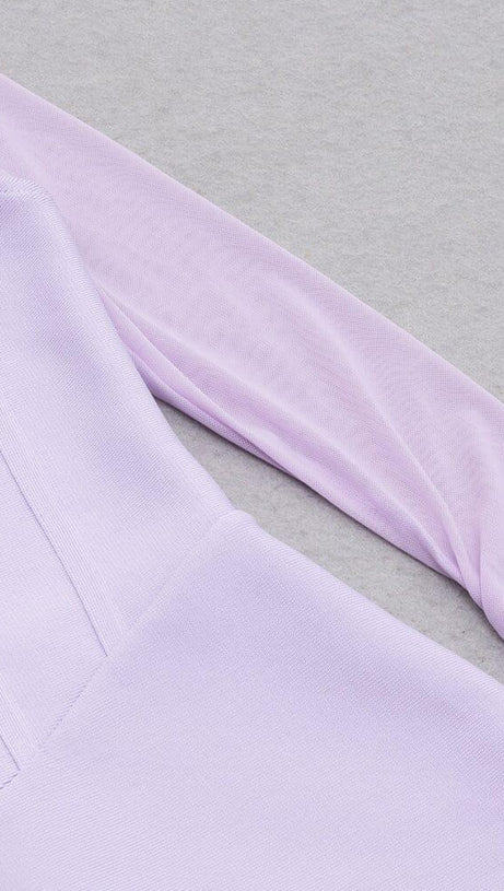 BANDAGE MESH HOLLOW MINI DRESS IN MAUVE