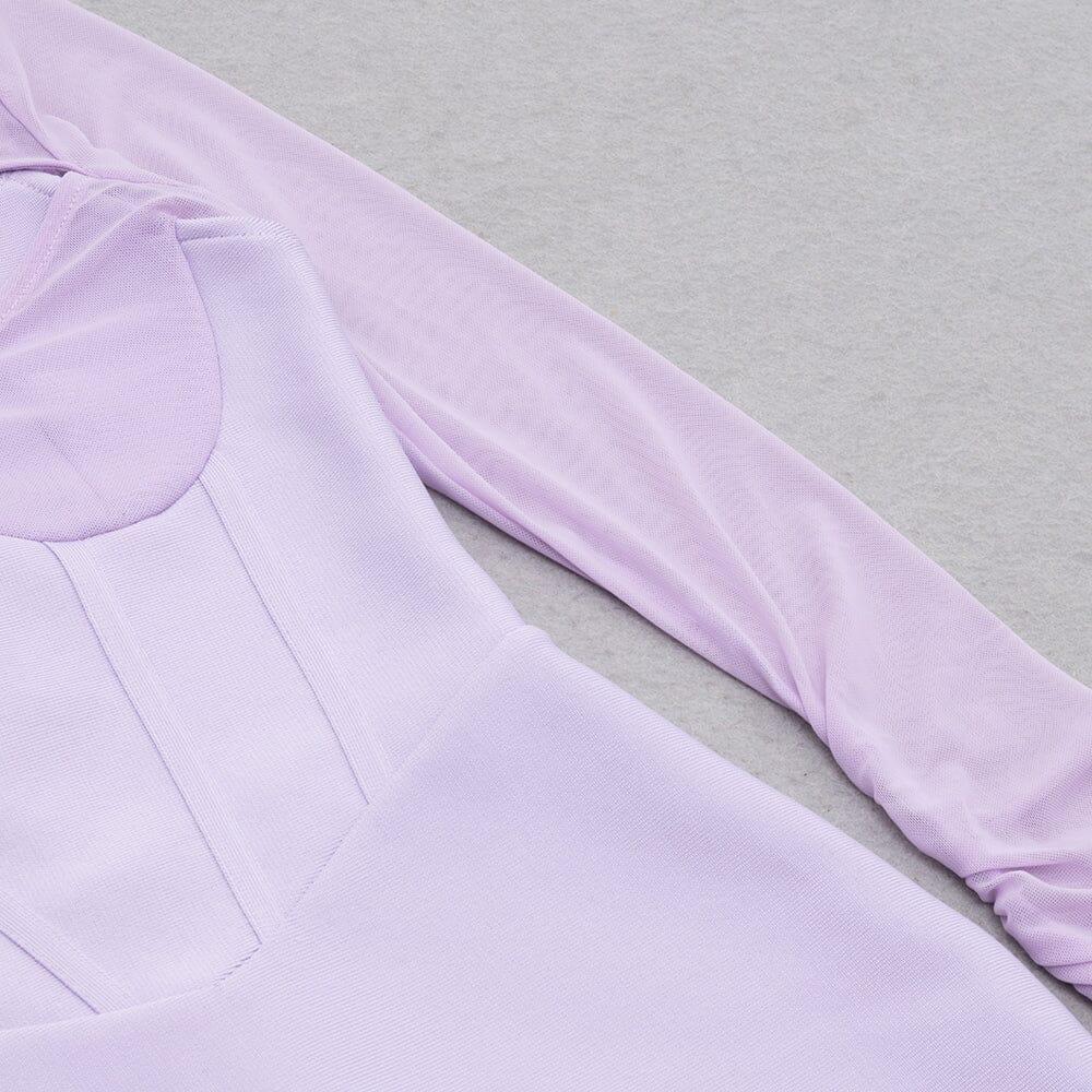 AIIZIE BANDAGE MESH HOLLOW MINI DRESS IN MAUVE - product image