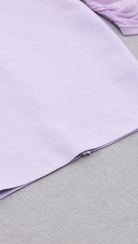 BANDAGE MESH HOLLOW MINI DRESS IN MAUVE