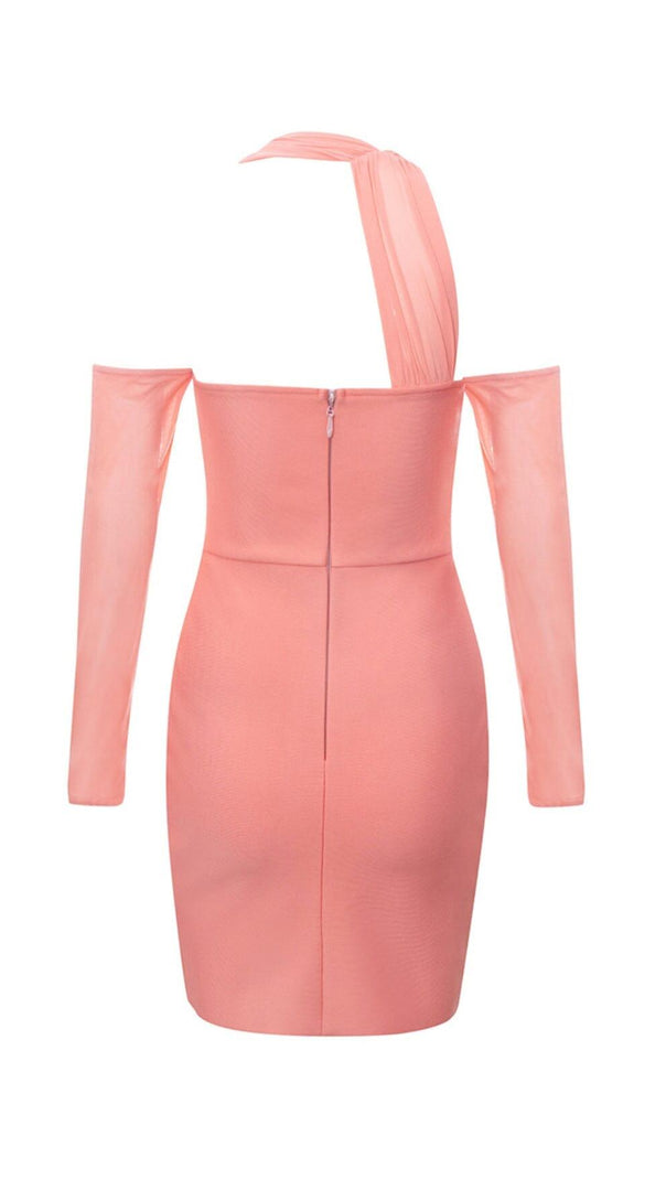 AIIZIE BANDAGE MESH IRREGULAR STRAPS MINI DRESS IN PINK - product image