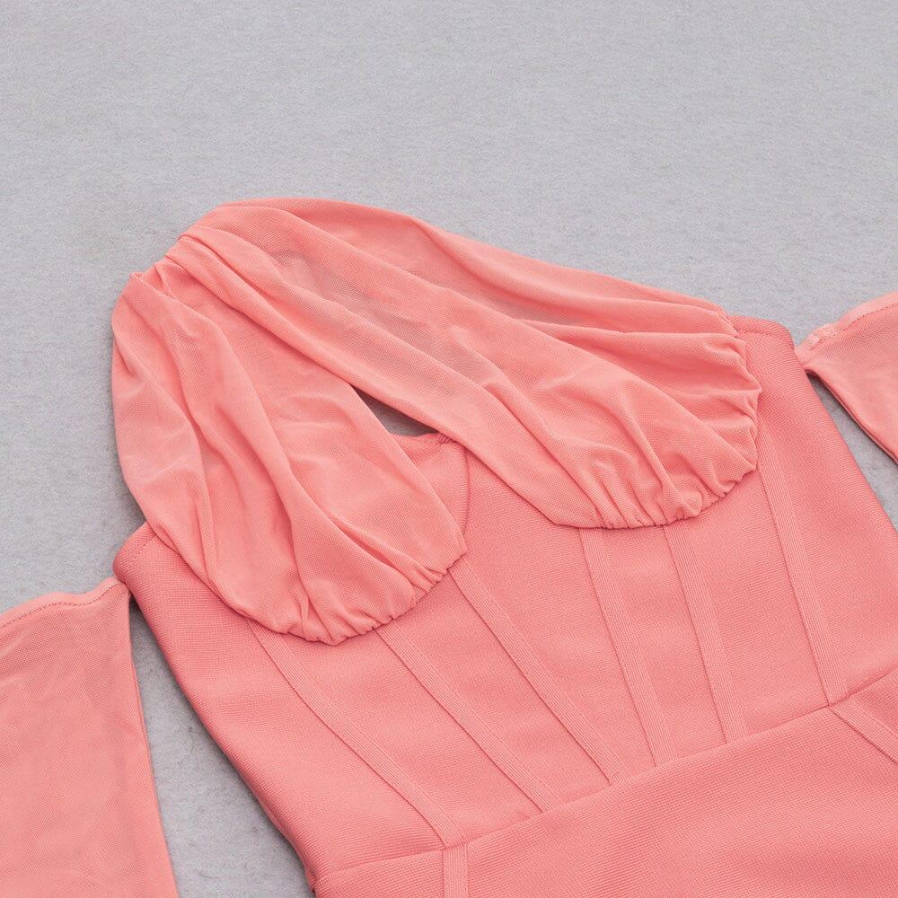 AIIZIE BANDAGE MESH IRREGULAR STRAPS MINI DRESS IN PINK - product image