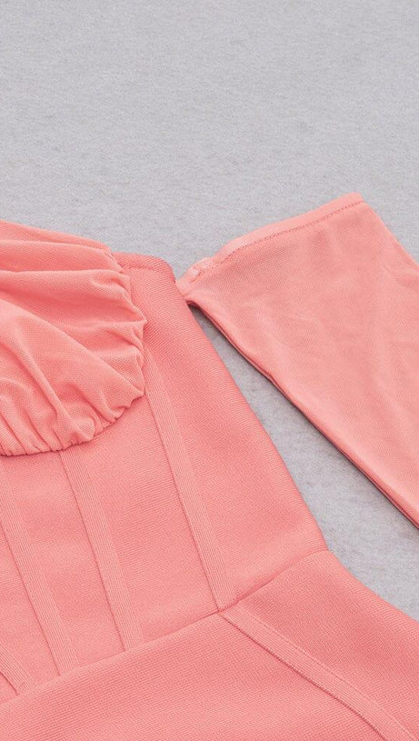 BANDAGE MESH IRREGULAR STRAPS MINI DRESS IN PINK