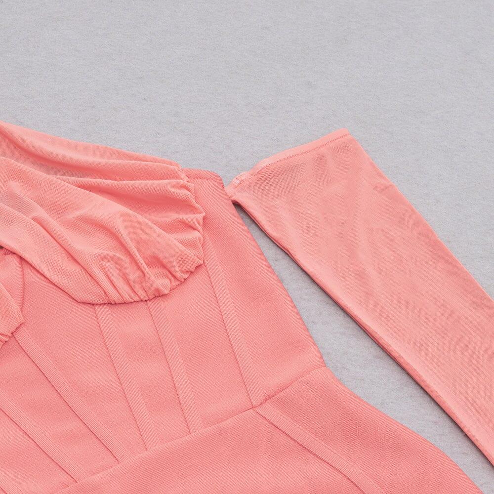 AIIZIE BANDAGE MESH IRREGULAR STRAPS MINI DRESS IN PINK - product image