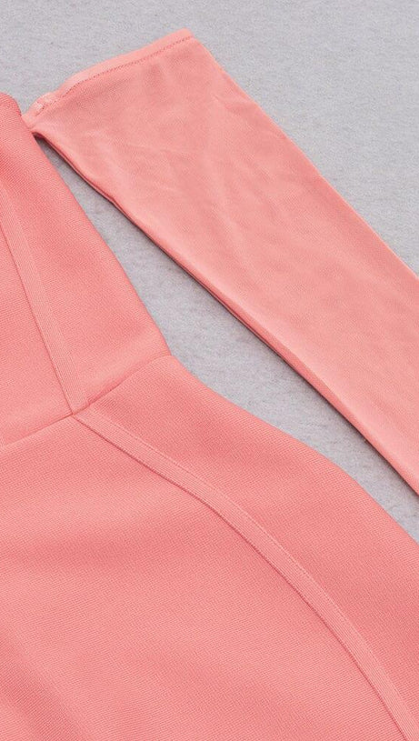 BANDAGE MESH IRREGULAR STRAPS MINI DRESS IN PINK