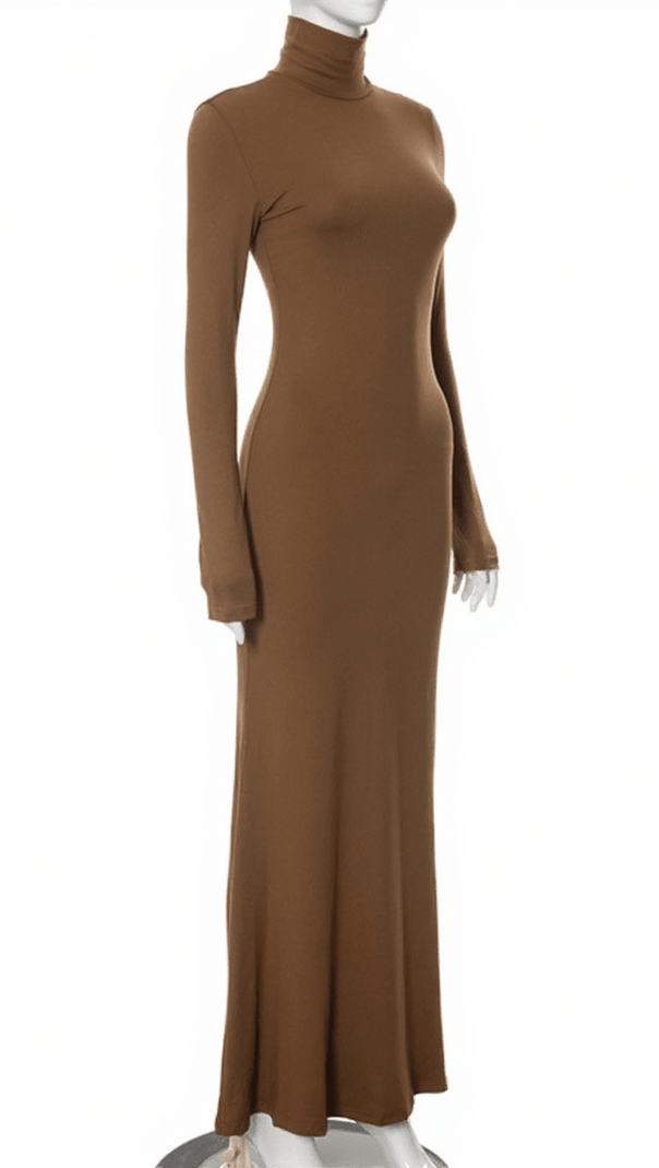 AIIZIE HAL LONG SLEEVE MERMAID MAXI DRESS IN BROWN - product image