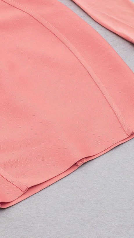 BANDAGE MESH IRREGULAR STRAPS MINI DRESS IN PINK