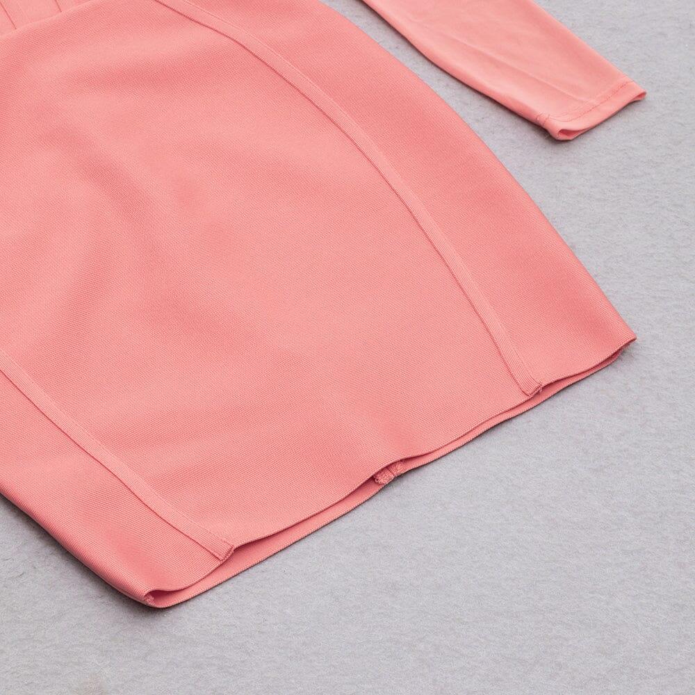 BANDAGE MESH MINIKLEID MIT UNREGELMÄSSIGEN TRÄGERN IN PINK