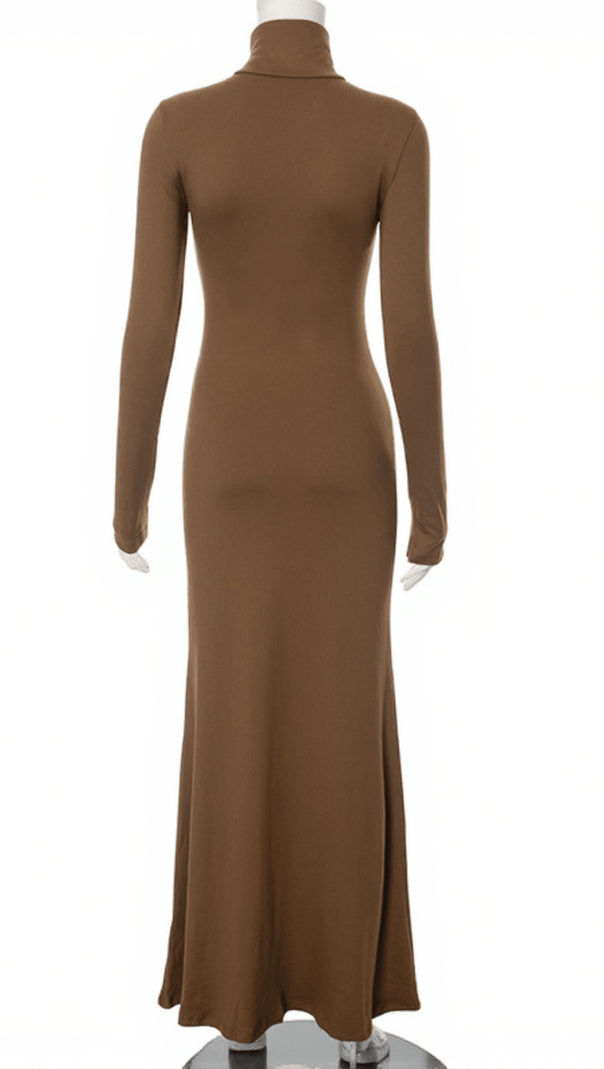 AIIZIE HAL LONG SLEEVE MERMAID MAXI DRESS IN BROWN - product image