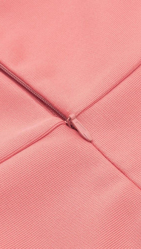 BANDAGE MESH IRREGULAR STRAPS MINI DRESS IN PINK